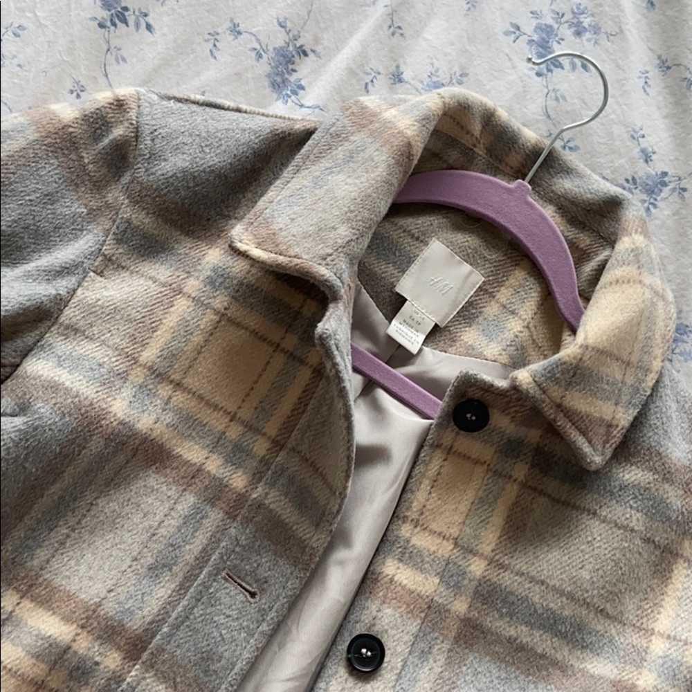 H&M Plaid Shacket Peacoat